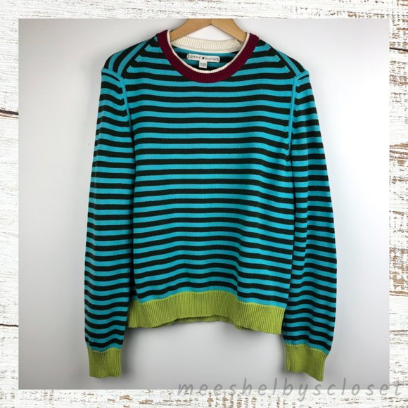 Tommy Hilfiger | Sweaters | Tommy Hilfiger Striped Crew Neck Bright Sweater  Xl | Poshmark